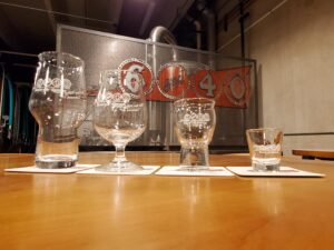6 and 40 logo glassware